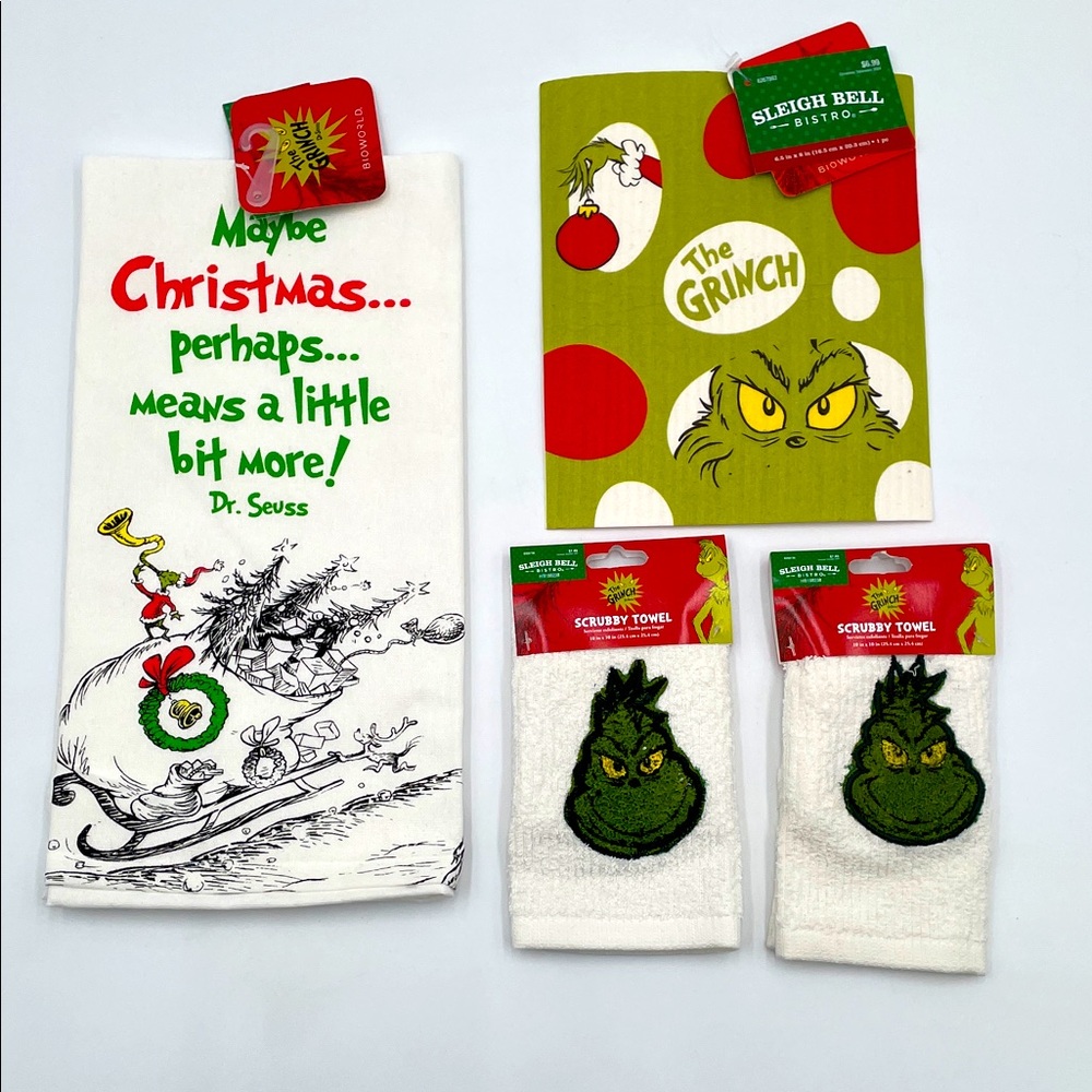 Dr.‎ Seuss Grinch Christmas Kitchen Towels Set - Dish Tea Swedish Scrubby Towels